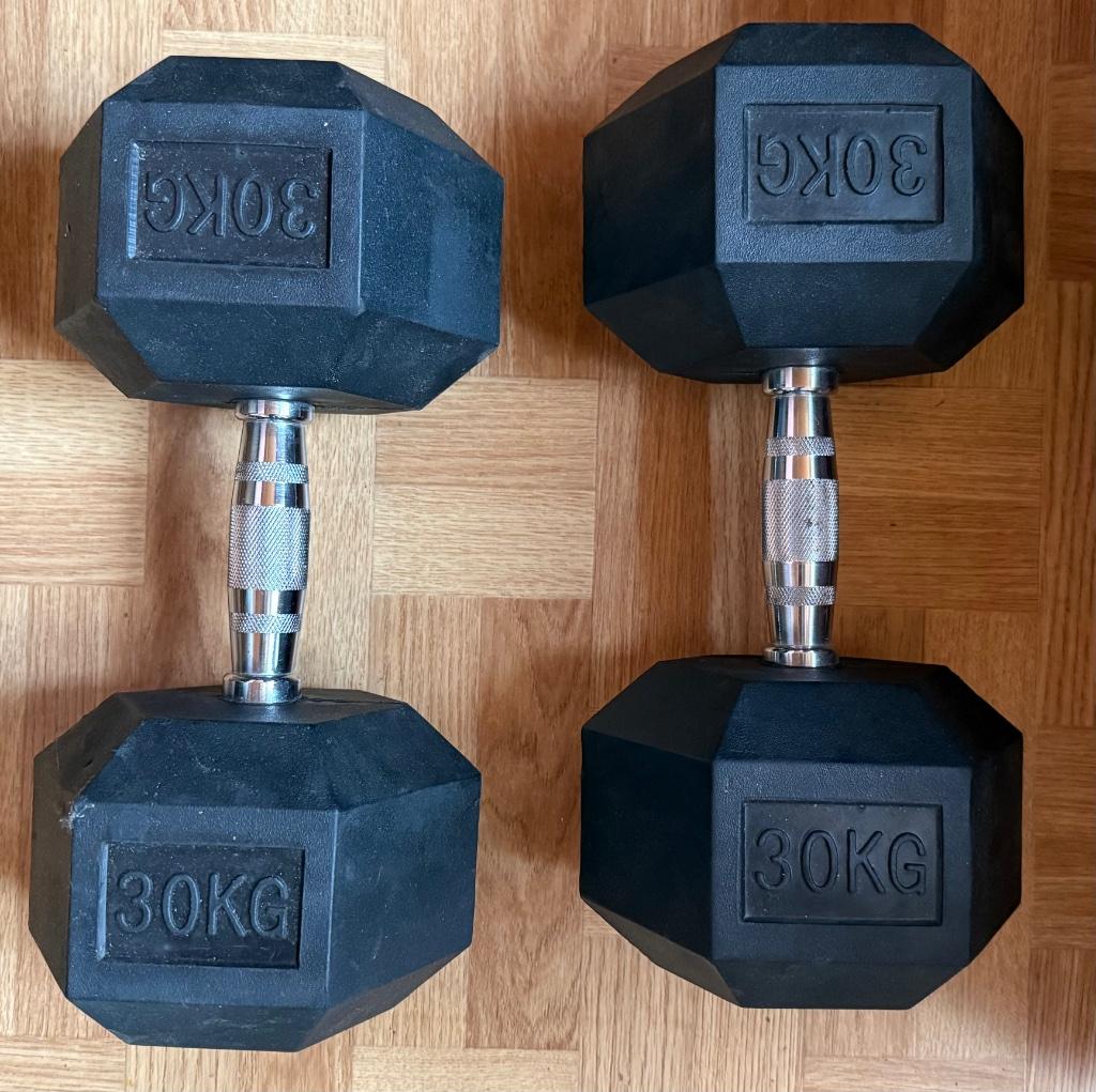 Hex Dumbells 30kg, Ophalen, Zo goed als nieuw, Benen