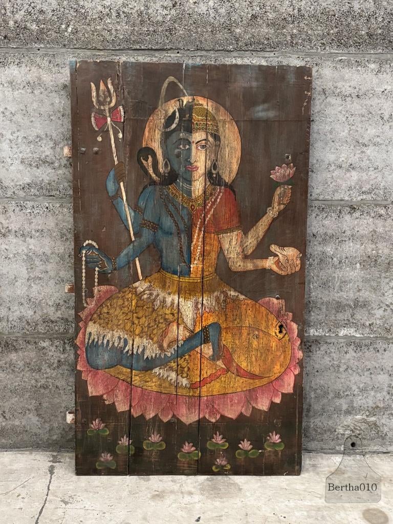 Oud paneel Ardhanarishvara krachtig symbool eenheid balans, Huis en Inrichting, Woonaccessoires | Wanddecoraties, Zo goed als nieuw
