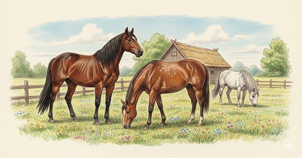 paardenstal in eigen beheer, Weidegang, 4 paarden of pony's of meer