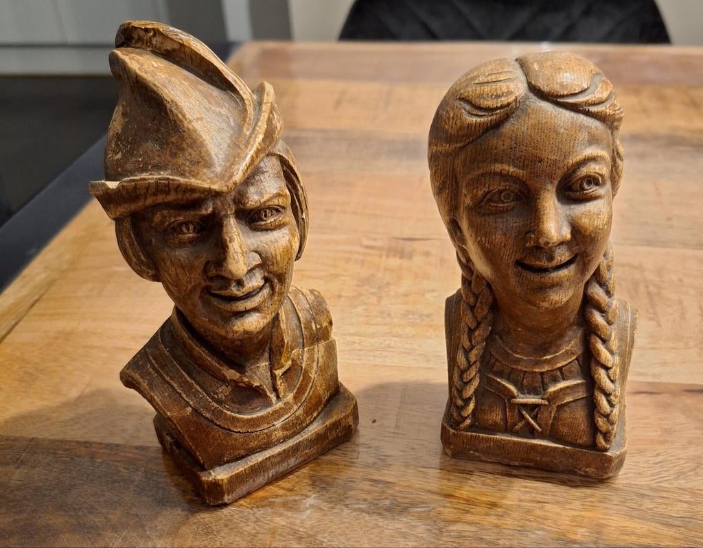 Antieke beelden Tijl en Nele gemerkt. In zware materialen., Antiek en Kunst, Ophalen of Verzenden