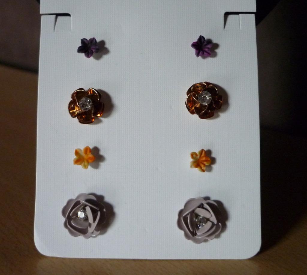 4 paars oranje grijs-bruin bronskleurige bloem oorbellen, Handtassen en Accessoires, Oorbellen, Ophalen of Verzenden, Bruin