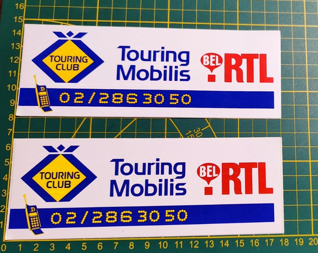 Lot 2x stickers Touring Mobilis- Touring Club Bel RTL, Collections, Autocollants, Enlèvement ou Envoi