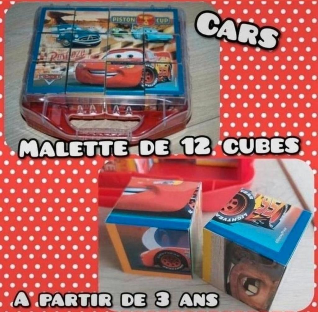 Puzzle de 12 cubes "Cars"de 3 ans à 5 ans, Ophalen of Verzenden, 10 tot 50 stukjes, Gebruikt, 4 tot 6 jaar