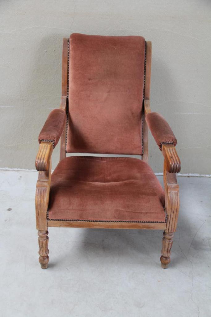 Fauteuil ancien en velours rose, Enlèvement, Utilisé, Bois