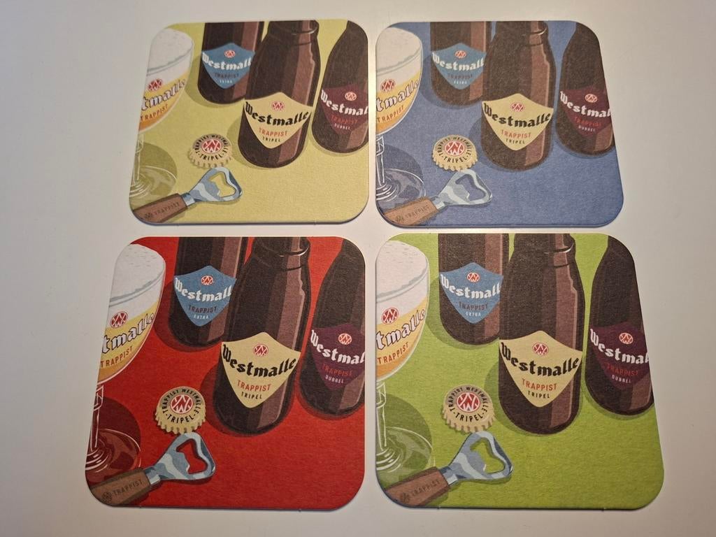 Westmalle reeks van 4 bierviltjes, Verzamelen, Ophalen of Verzenden
