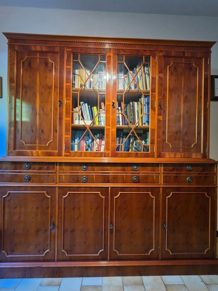 Engelse bibliotheekkast in Regency-stijl, Huis en Inrichting, Ophalen, Gebruikt, Met deur(en), Glas