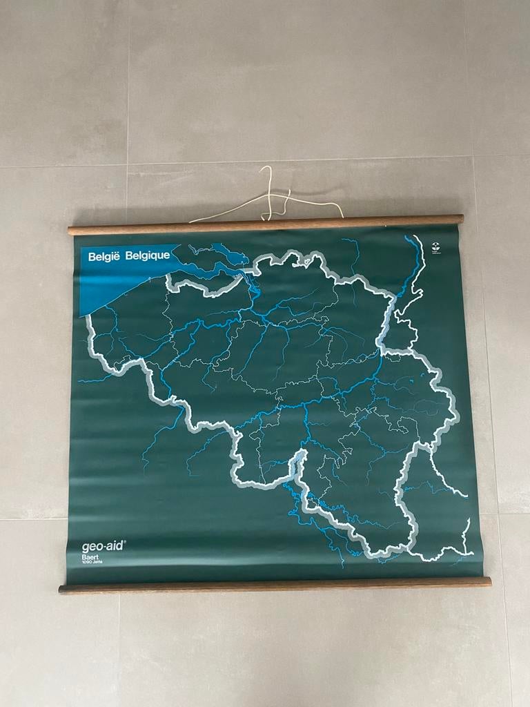 Oude schoolwandplaat, Ophalen, Zo goed als nieuw, België, Landkaart