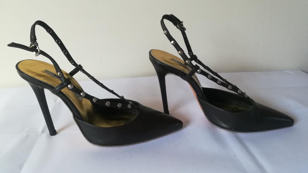 728B* Manas - sexy sandales noires tout cuir (40), Neuf, Chaussures à haut talons, Manas, Noir