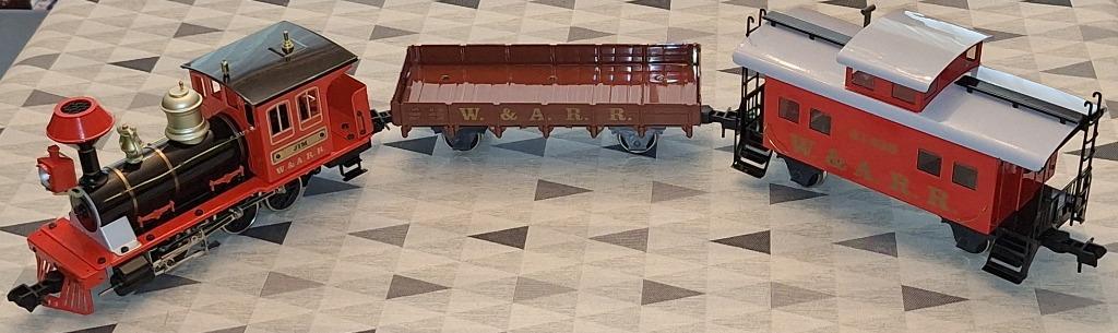 Märklin Maxi 54402 startset loc + wagons W. & A.R.R. Western, Ophalen of Verzenden, Zo goed als nieuw, Treinset, Märklin