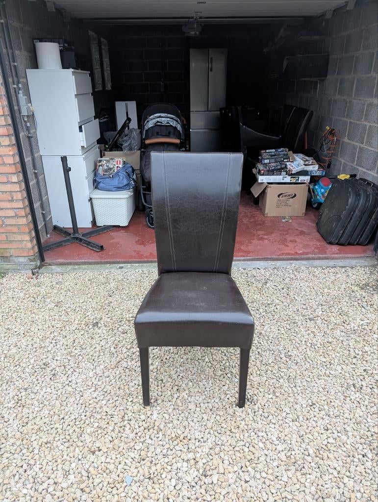Leren stoelen, Huis en Inrichting, Ophalen, Gebruikt, Bruin, Vier