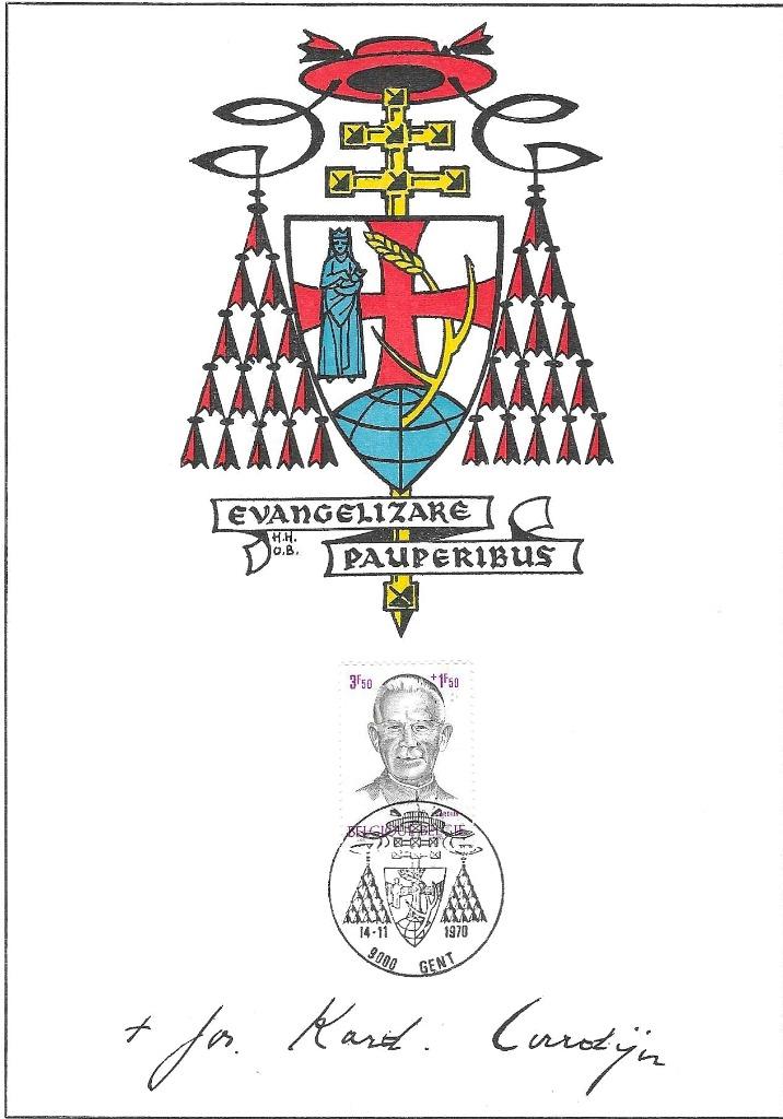 België 1558 Kaart Kardinaal Cardijn, Met stempel, Ophalen of Verzenden, Gestempeld, 1e dag stempel