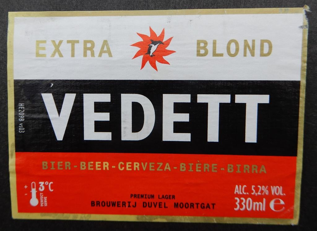 Bieretiket Vedett Brouwerij Duvel Moortgat (11z0), Verzenden, Gebruikt, Duvel