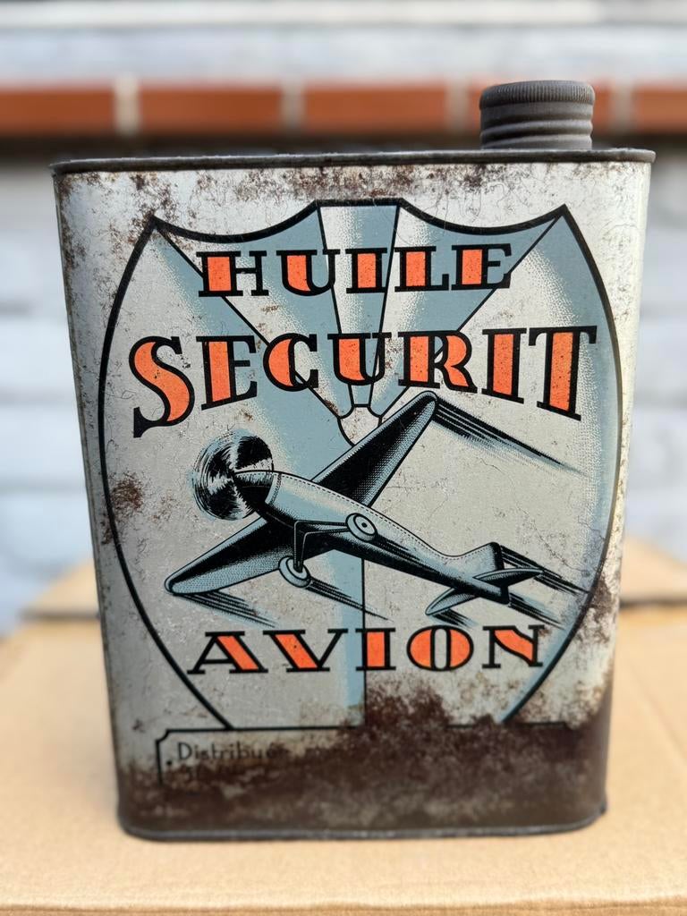 Avion Security a vendu un bidon d'huile rare, Collections, Marques & Objets publicitaires, Utilisé, Emballage, Enlèvement ou Envoi