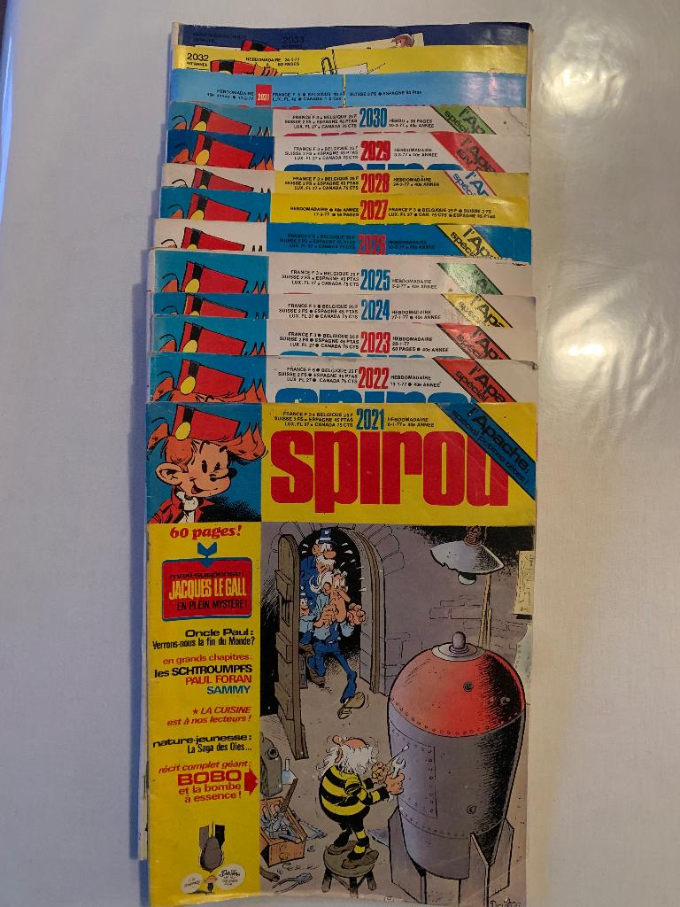 Hebdomadaires SPIROU 1977, Enlèvement ou Envoi, Fournier., Série complète ou Série, Utilisé