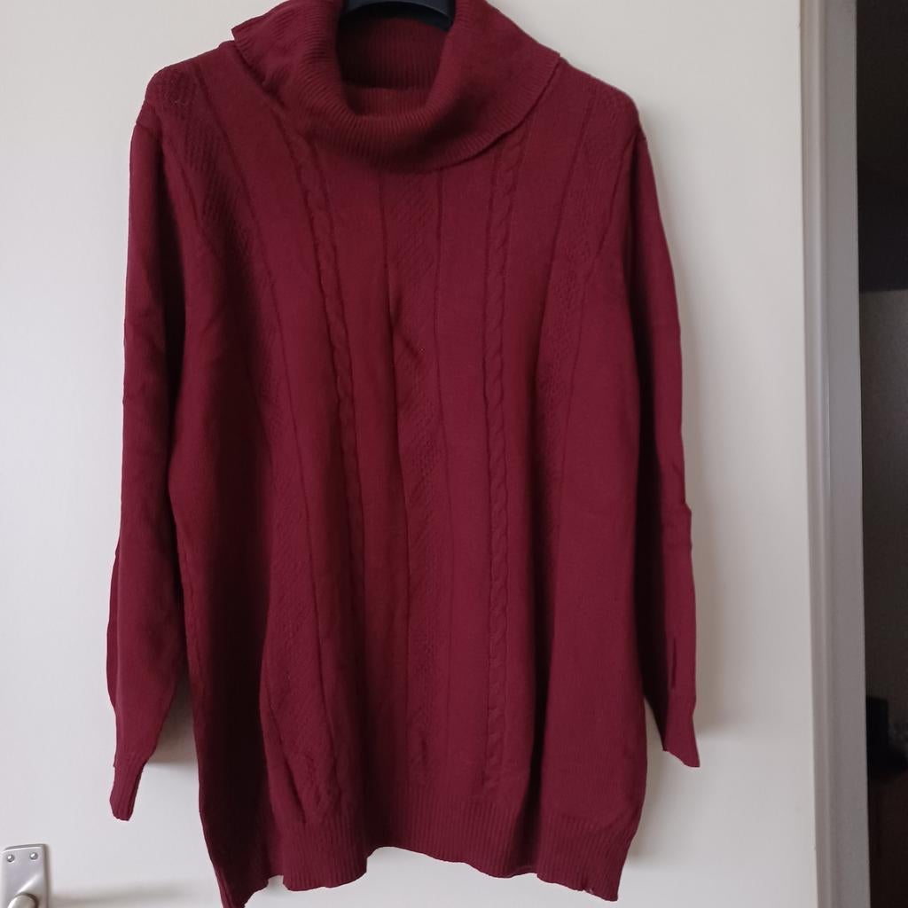 Bordeaux trui met rolkraag. Ulla Popken maat 46/48, Enlèvement ou Envoi, Taille 46/48 (XL) ou plus grande
