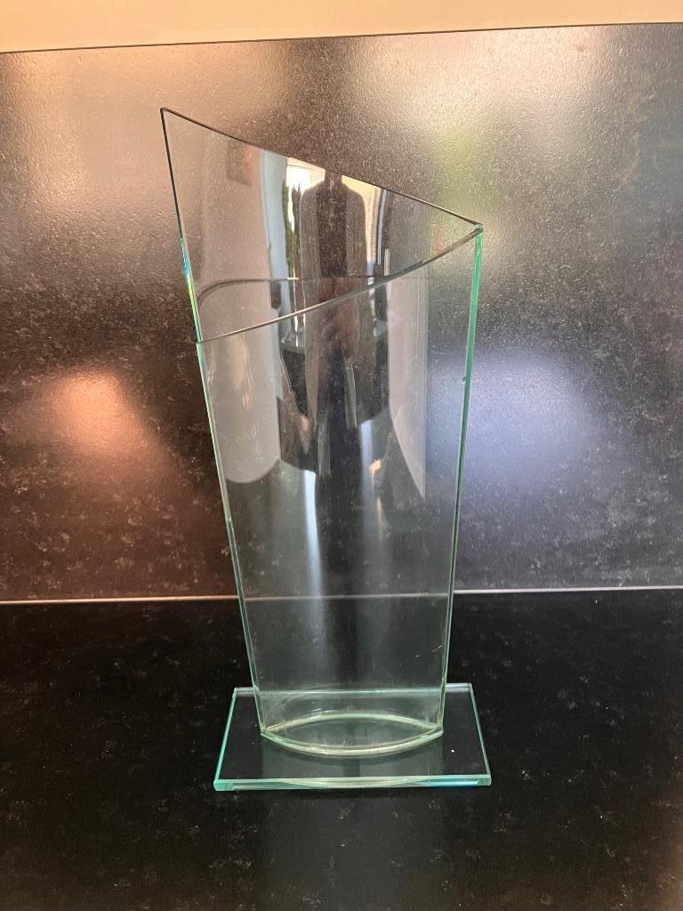 Glazen vaas, Moins de 50 cm, Comme neuf, Verre, Vert