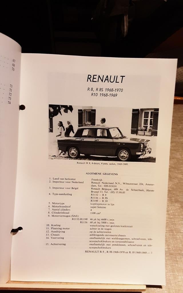 Renault 8 /10 technische fiche, Ophalen of Verzenden, Zo goed als nieuw