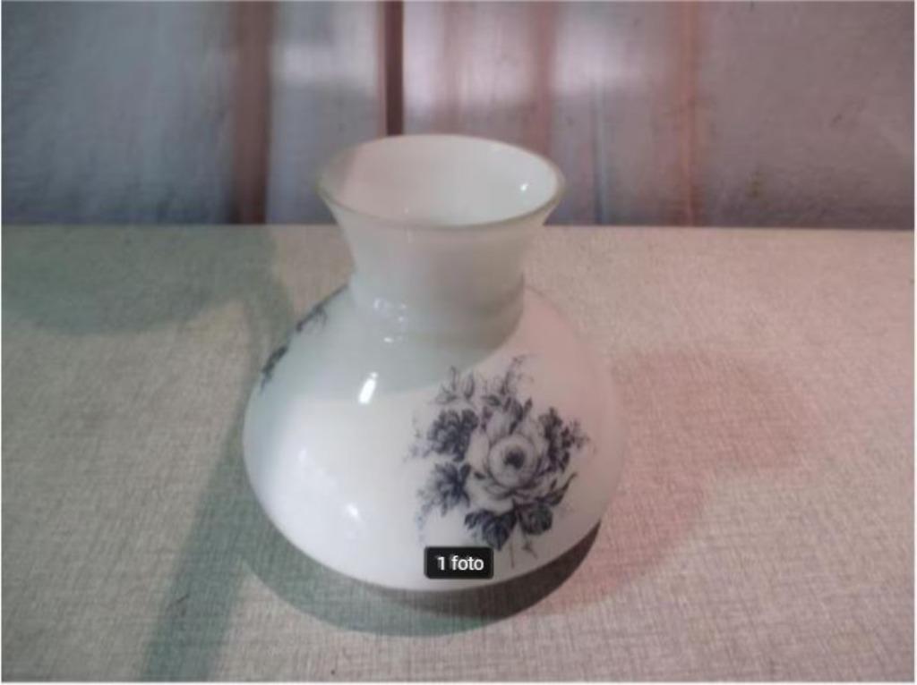 Magnifique abat-jour rond antique en porcelaine, 14H et 11D, Enlèvement ou Envoi, Comme neuf