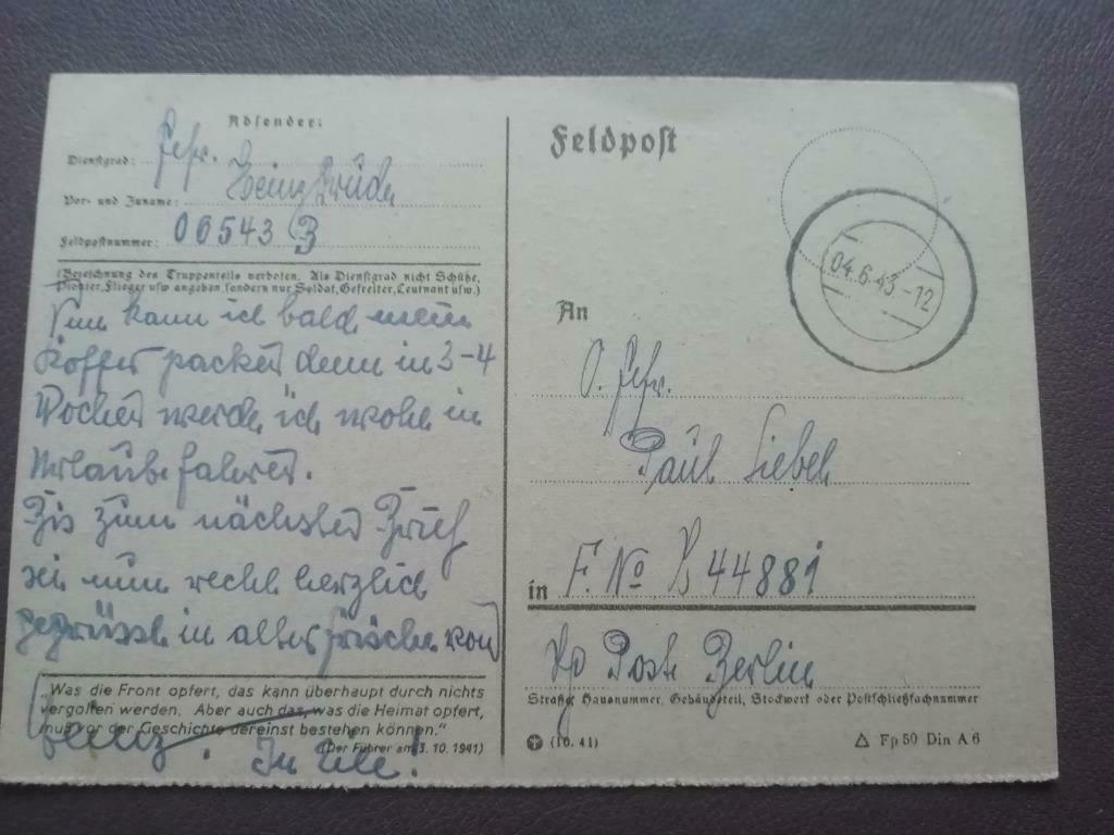 Feldpost 1943, Verzamelen, Ophalen of Verzenden, Landmacht, Overige typen