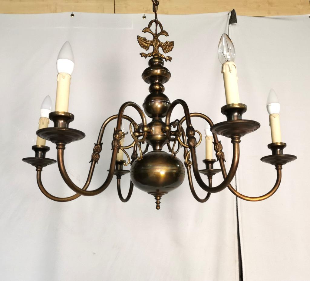 Grand lustre en cuivre ancien B 80 + petit lustre en cuivre, Antiquités & Art, Antiquités | Éclairage, Enlèvement