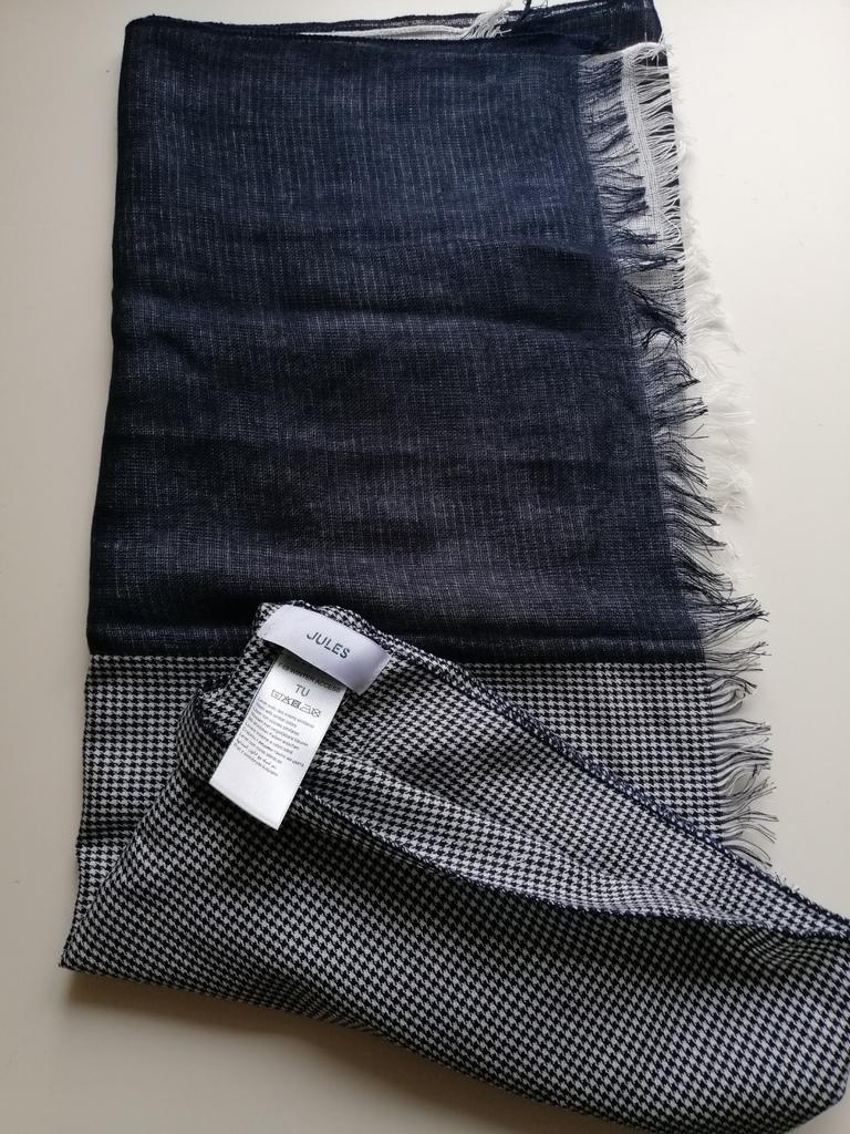 Grande écharpe, foulard Jules bleu et blanc, Enlèvement ou Envoi, Comme neuf