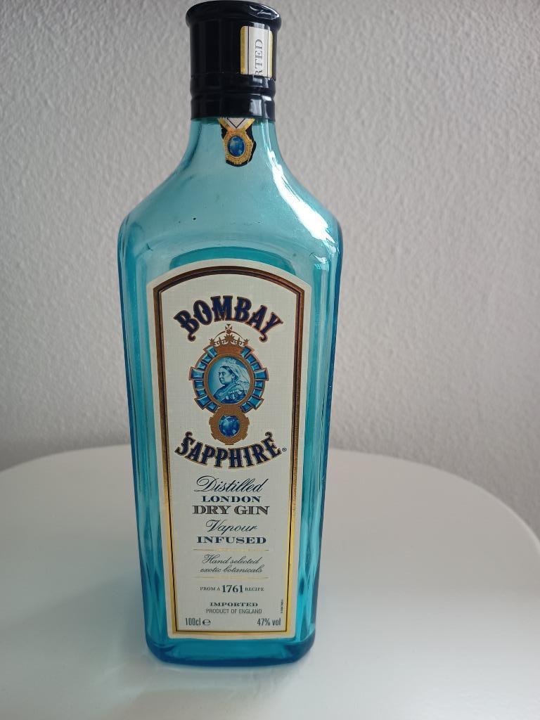 Bouteille vide de Bombay Sapphire London Dry Gin 1 L 47 % ho, Collections, Marques & Objets publicitaires, Comme neuf, Emballage