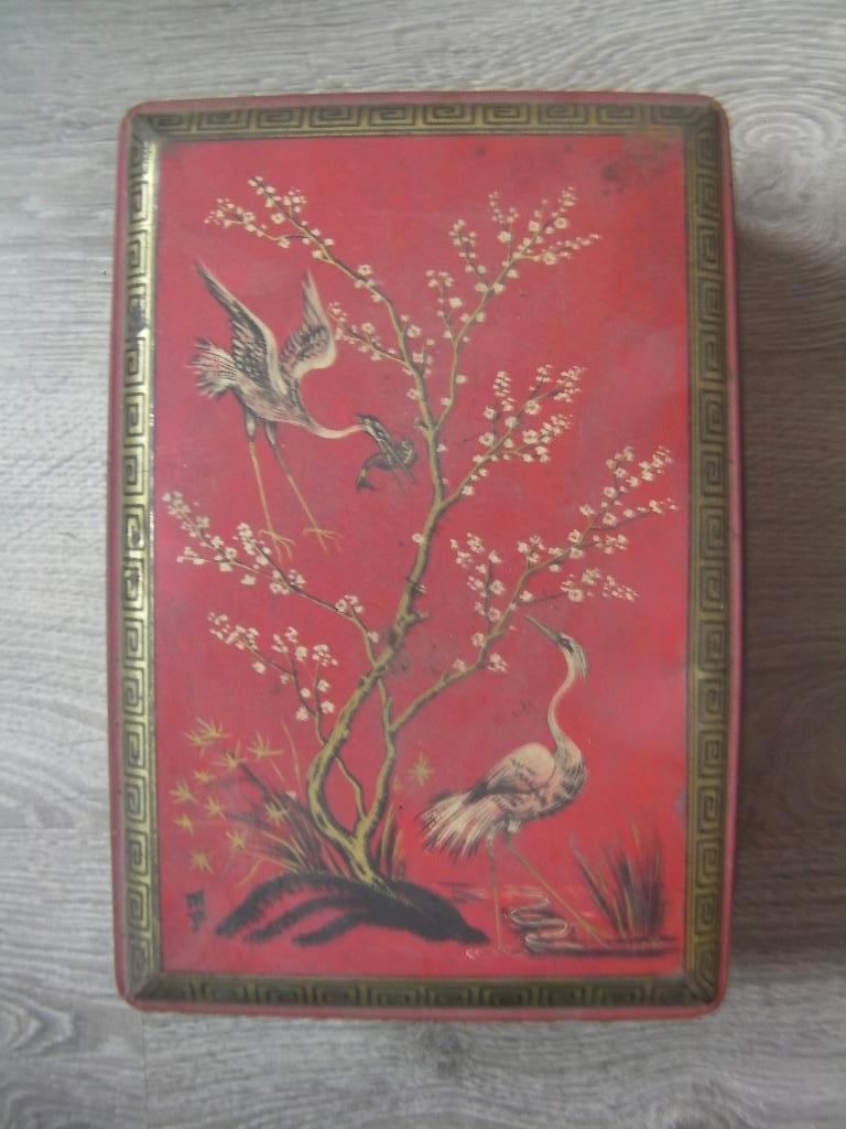 ancienne boîte en fer blanc (hérons) sans clé, Enlèvement ou Envoi, Utilisé, Autre, Autres marques