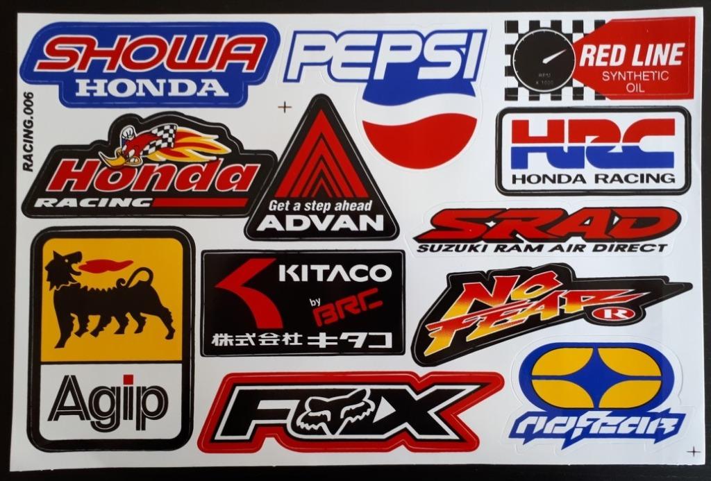 Showa Honda Pepsi HRC Agip Fox No Fear stickerset motor helm, Motoren, Ophalen of Verzenden