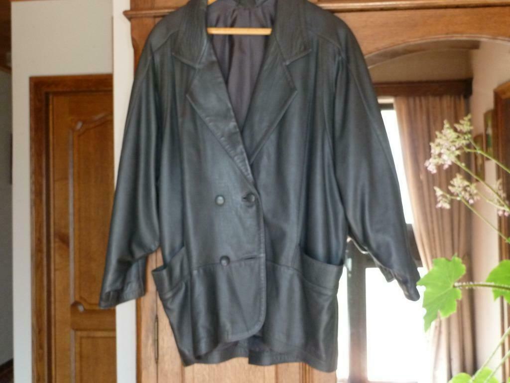 Lederen Damesjas M 44/46, Enlèvement ou Envoi, Porté, Taille 42/44 (L), Gris