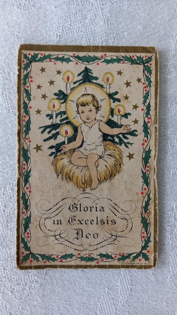 Ancienne carte de prière avec des hymnes d'église en latin e, Antiquités & Art, Enlèvement ou Envoi