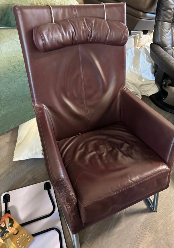 Gratis af te halen : relax zetel in bordeaux leder, Huis en Inrichting, Fauteuils, Ophalen