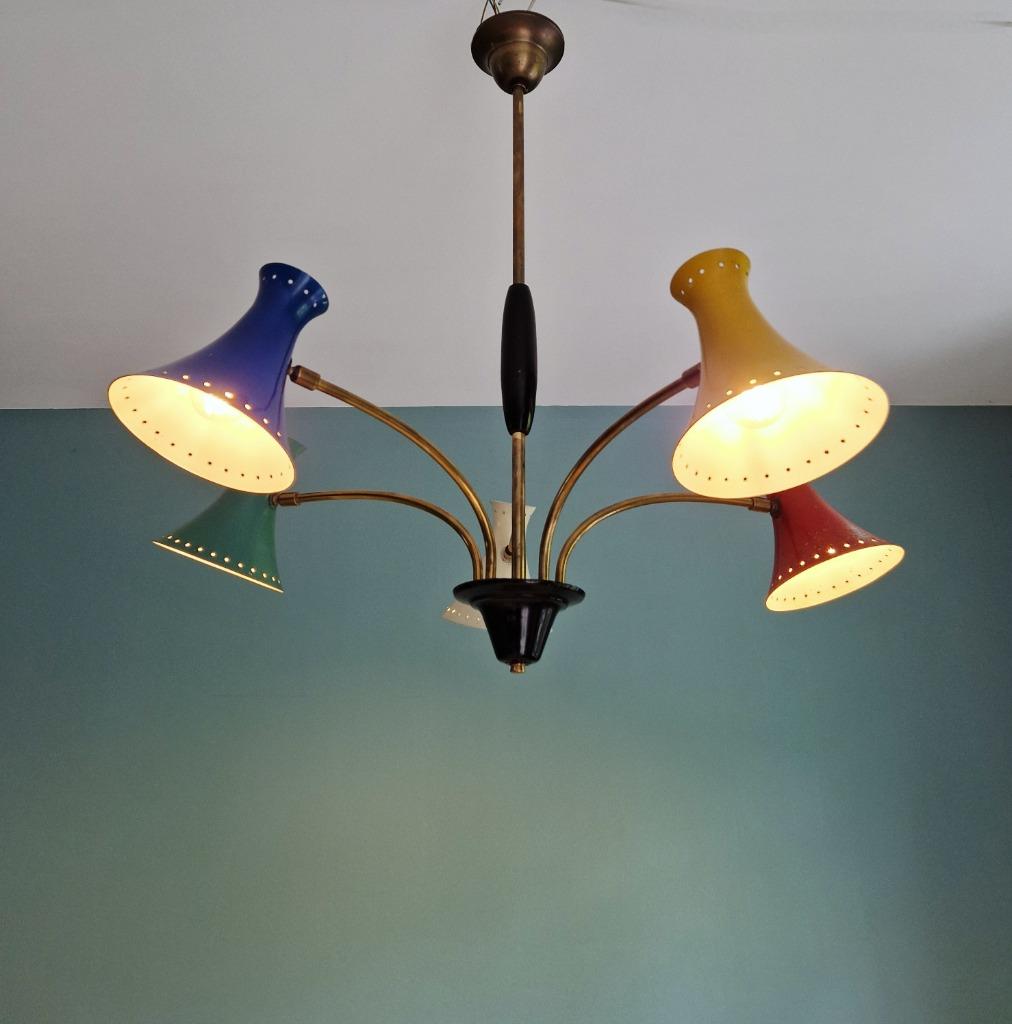 Lustre diabolo articulé, design italien, années 1950-60, Antiquités & Art, Enlèvement