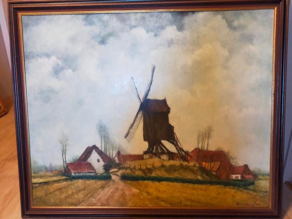 Groot schilderij op paneel.Gesigneerd cl D'hooghe., Antiek en Kunst, Ophalen