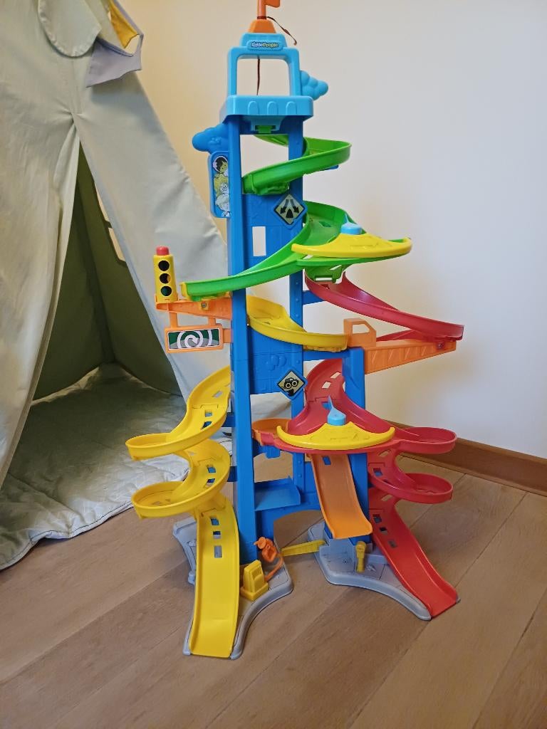 Autobaan fisher price + 4 little people auto 's, Kinderen en Baby's, Ophalen, Gebruikt, Auto of Voertuig