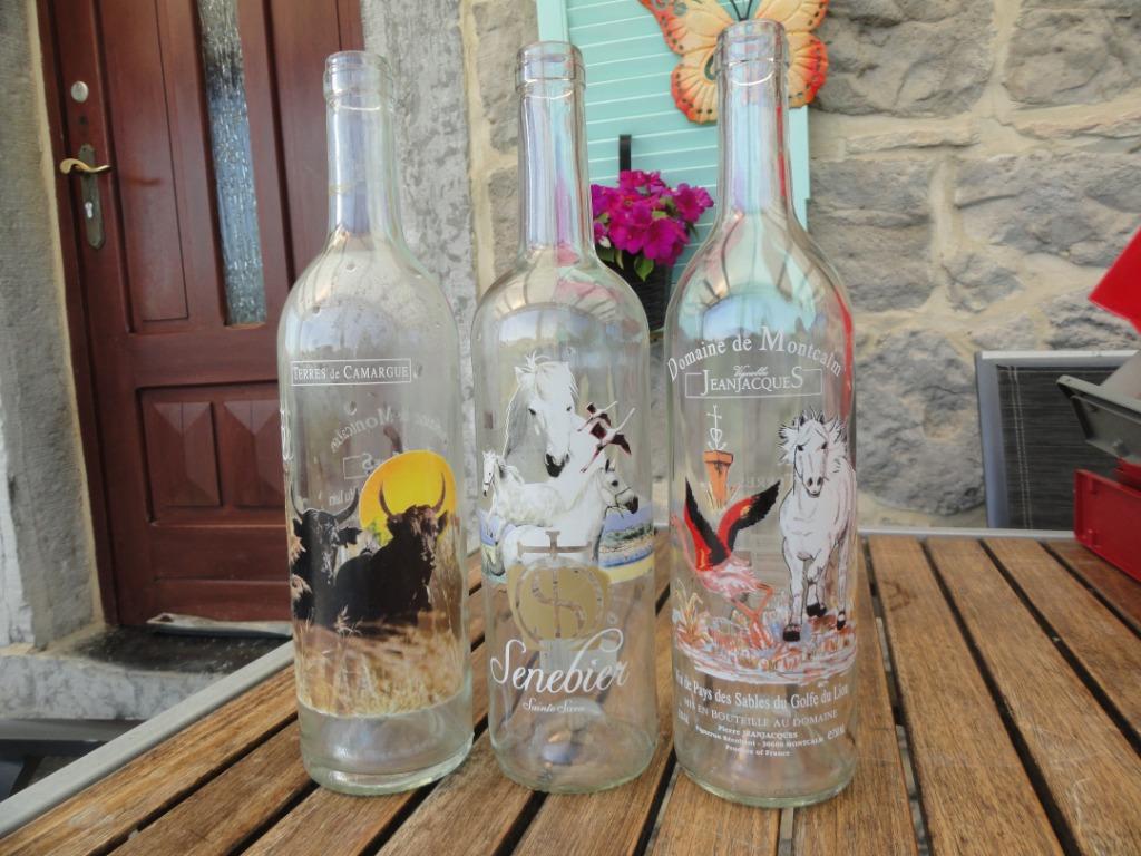 Bouteilles décorées, Enlèvement ou Envoi, Comme neuf, Blanc, Verre