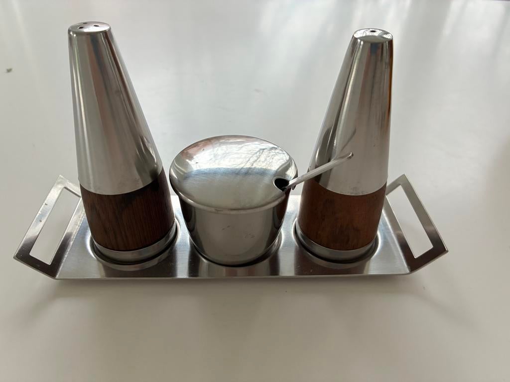 Vintage Inox peper en zoutvat, Huis en Inrichting, Ophalen, Gebruikt