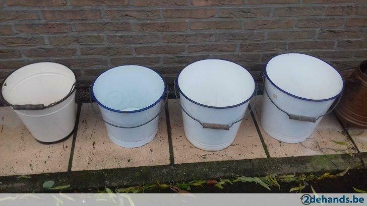 Emaille emmers in zeer goede staat ! Uit sterfgeval ..., Antiquités & Art, Curiosités & Brocante