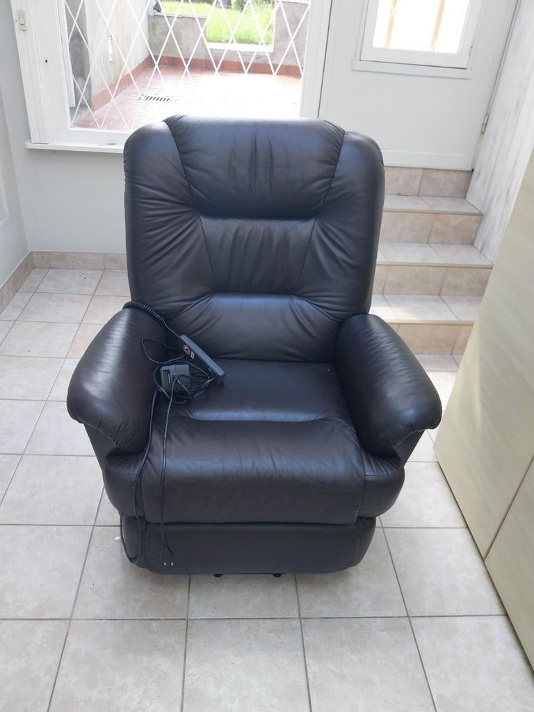 fauteuil en cuir noir électrique, Enlèvement, Neuf, Cuir