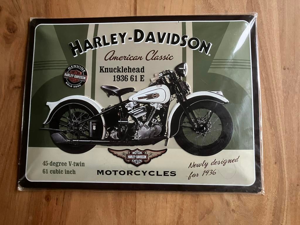 Nieuw metalen bord harley davidson motorcycles, Verzamelen, Ophalen of Verzenden, Nieuw