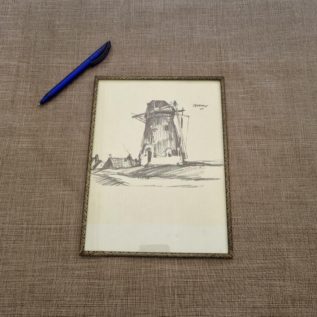 Houtskool tekening - Molen, Ophalen of Verzenden