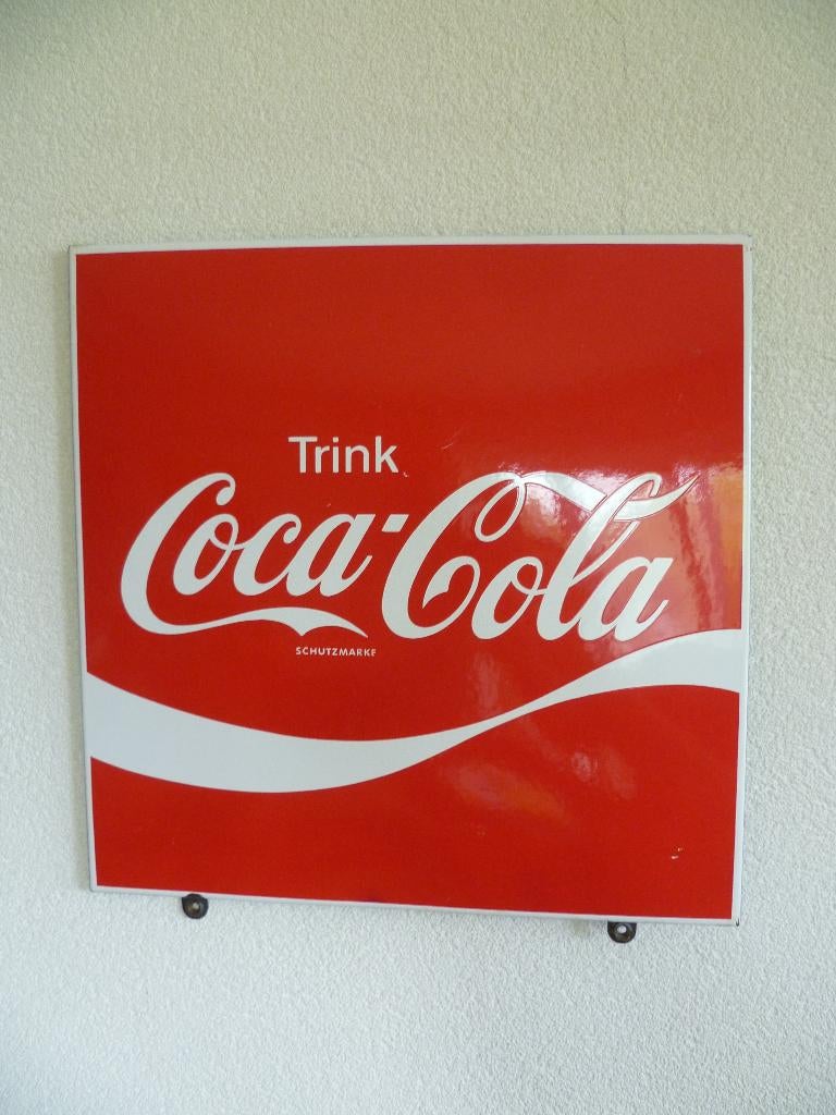 EMAILLE RECLAMEBORD"TRINK COCA COLA"UIT 1972, Ophalen of Verzenden, Gebruikt, Reclamebord