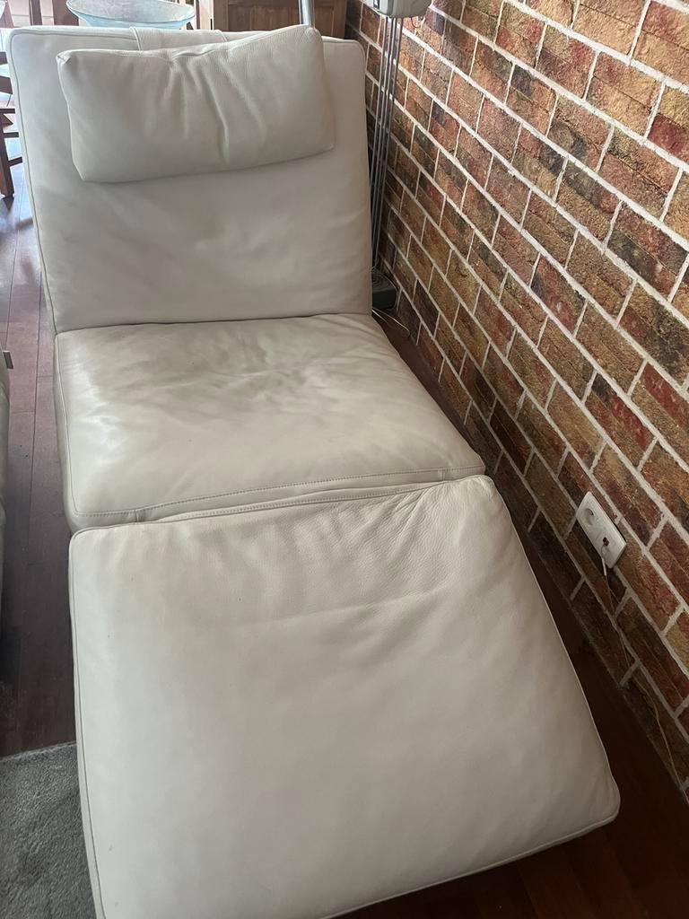 Fauteuil Relax cuir blanc, 75 à 100 cm, 150 à 200 cm, Enlèvement, Cuir