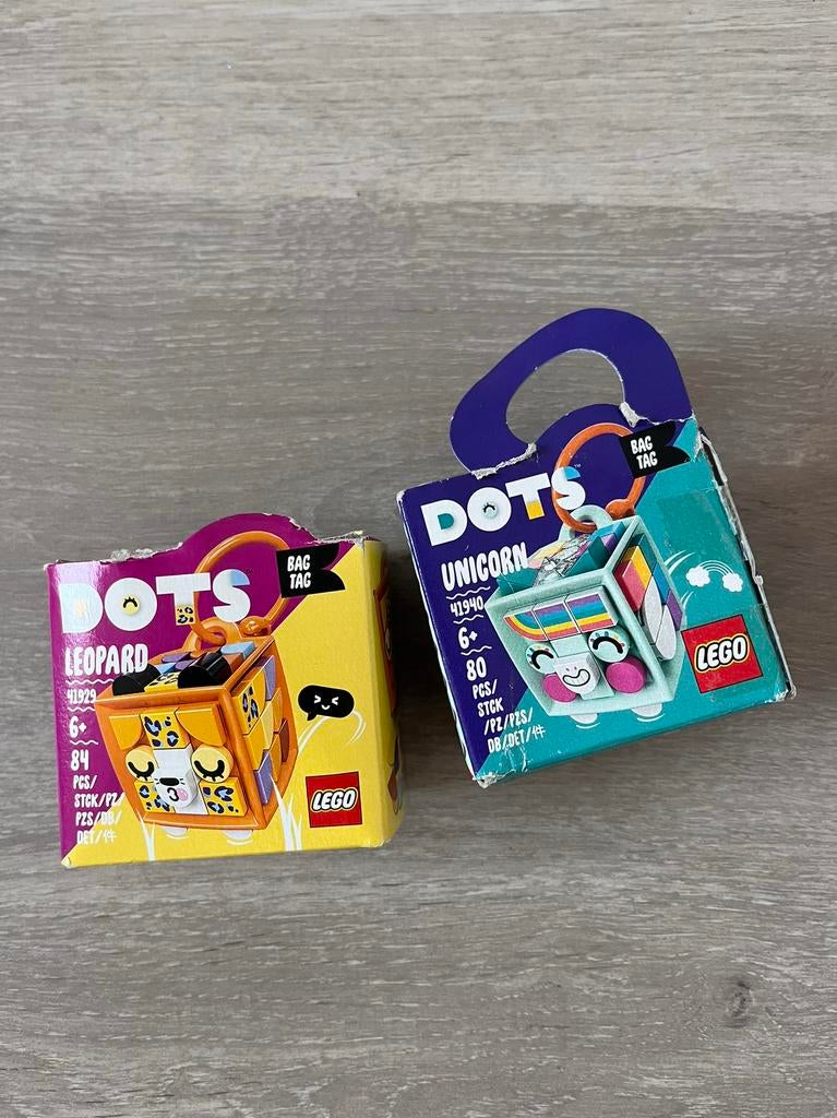 Lego dots sleutelhangers leopard en unicorn, Ophalen of Verzenden, Zo goed als nieuw, Lego