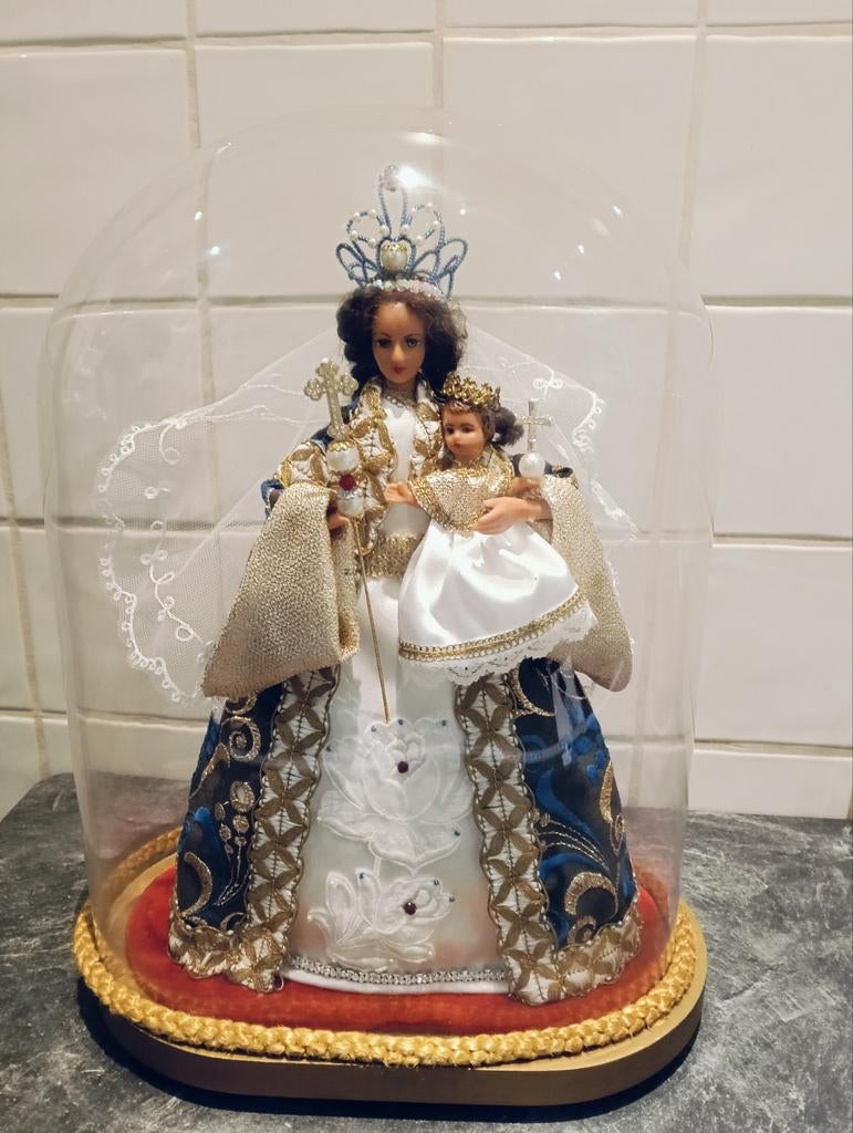 Cloche en verre avec Vierge en cire, Enlèvement, Comme neuf