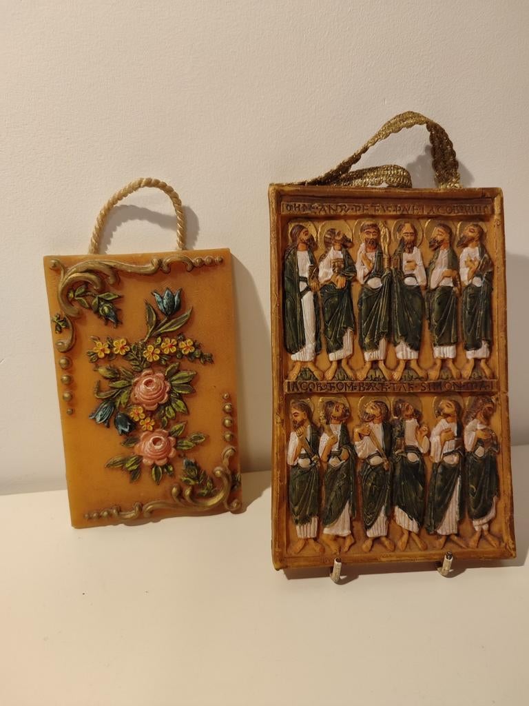 2 vintage ikoon 12 apostel in kaars kunst Kerst, Ophalen of Verzenden