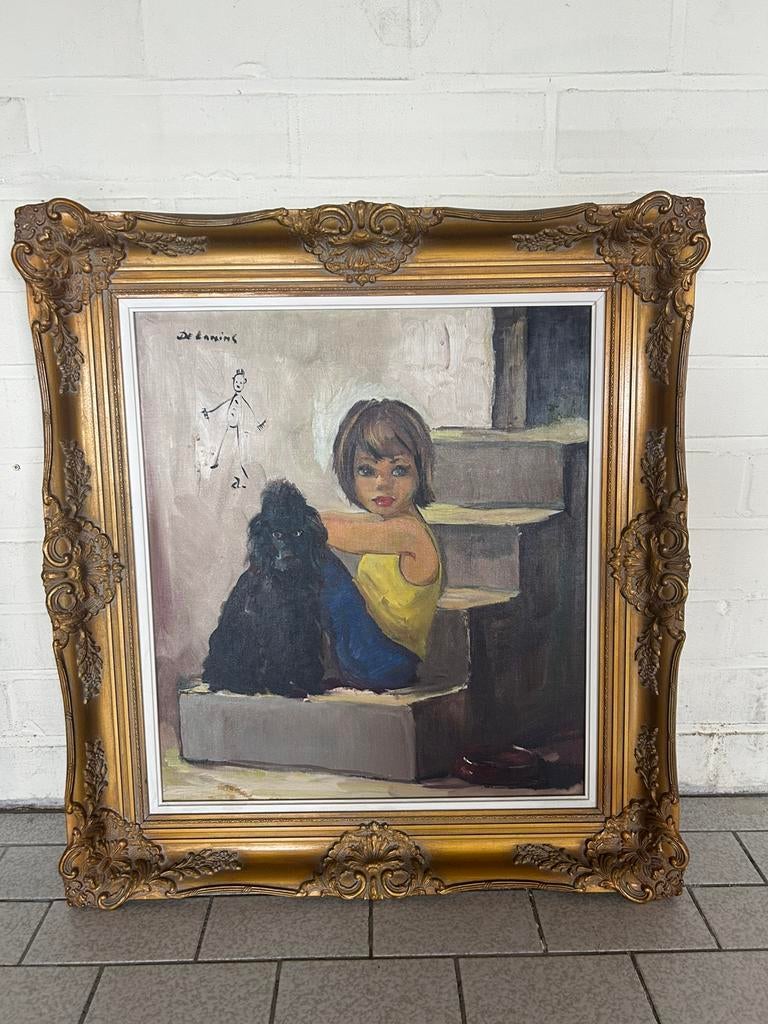 Schilderij met klassieke goudkleurige kader, Ophalen