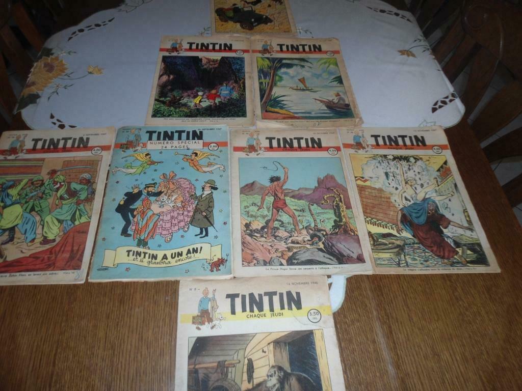 Lot de 8 Anciens Fascicules Journal Tintin 1-2-3-4éme année, Enlèvement ou Envoi, Utilisé, Autres types