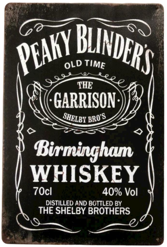 Metalen PEAKY BLINDERS Whiskey vintage look wandbordje, Ophalen of Verzenden, Nieuw