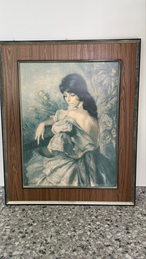 Francisco Ribera vintage prent in mooi kader 78x95, Ophalen