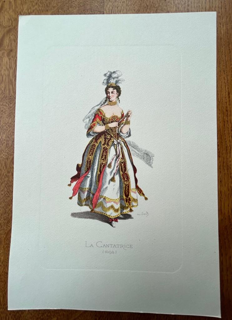 Kunstdruk Maurice Sand, La Cantatrice 1694, Ophalen of Verzenden